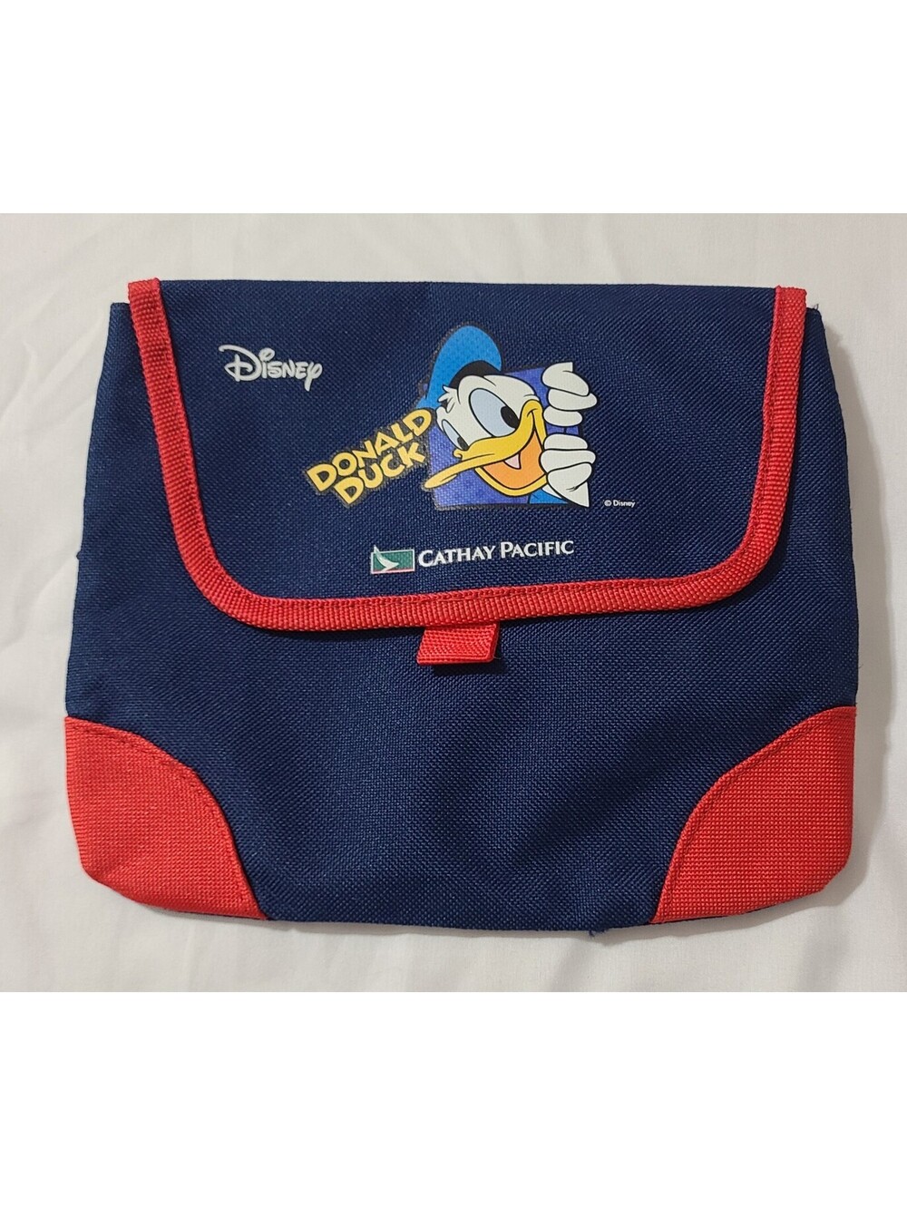 Vtg Disney X Cathay Pacific Amenity Bag Size 8x7 Blue Donald Duck Travel Storage